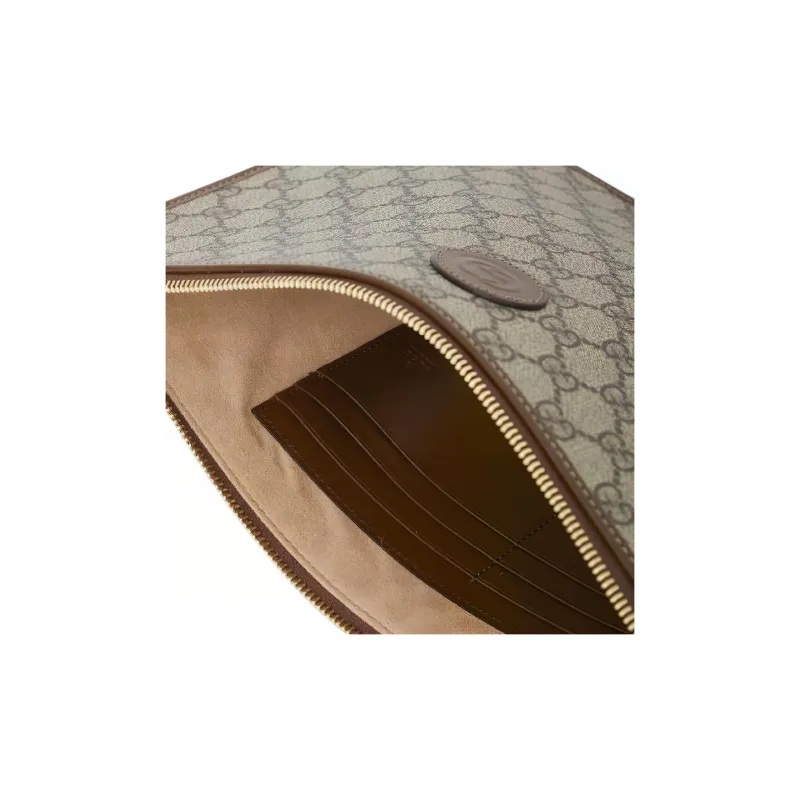 GUCCI GG Canvas With Leather Clutch Men's Ebony-4