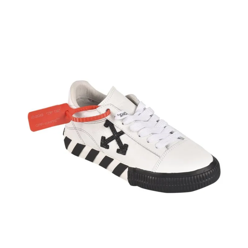 OFF WHITE Vulcanized Low Leather White Black Women's-3