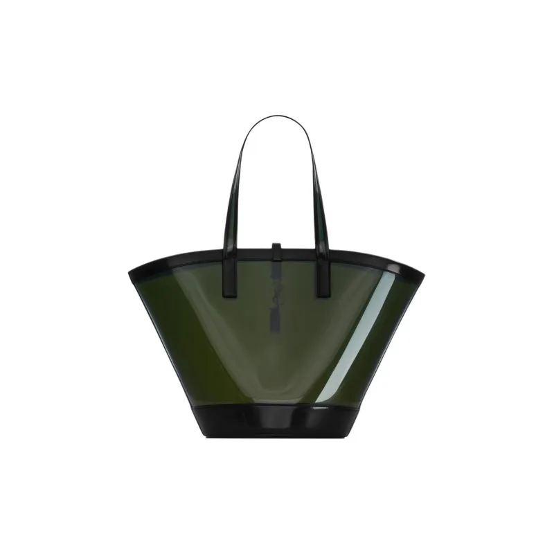 SAINT LAURENT Leather Bonded With Polyurethane Handbag Medium Size Women's Black & Mint Green-3