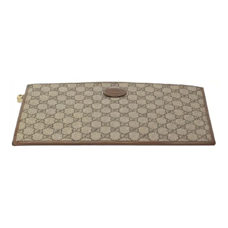 GUCCI GG Canvas With Leather Clutch Men's Ebony-3
