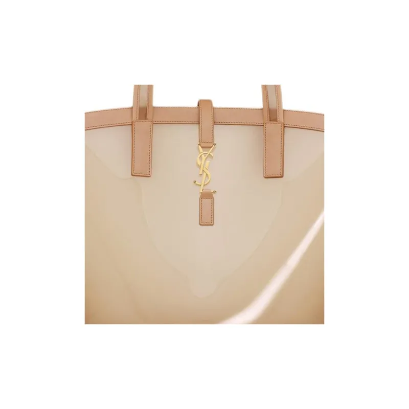 SAINT LAURENT Leather With Polyurethane Basket Bag Handbag Medium Size Women's Oat Milk & Brown & Gold-4