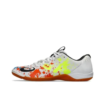 Asics TOQUE 8 IC/IN Slip-Resistant Soccer Shoes Men's White Red Yellow