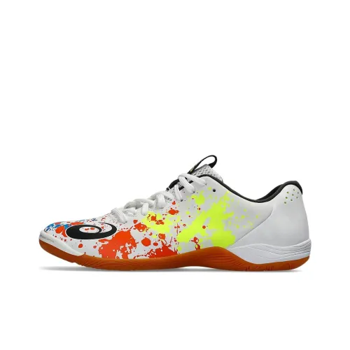 Asics TOQUE 8 IC/IN Slip Resistant Soccer Shoes Men's White Red Yellow