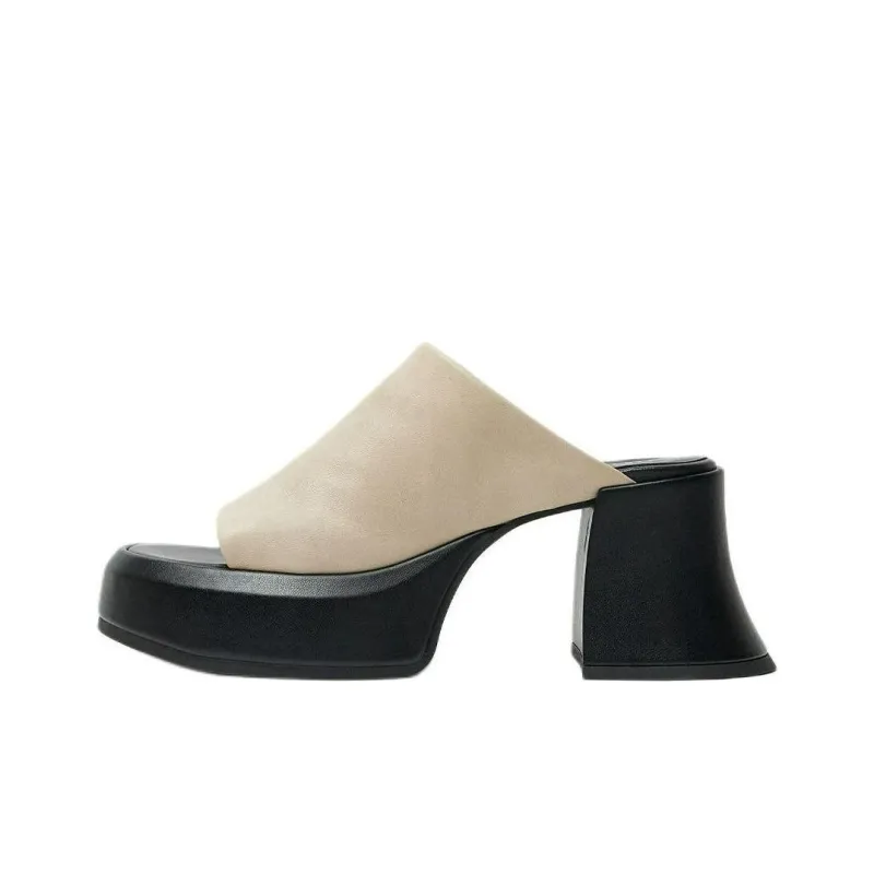 MIISTA Slide Slippers 8cm Women's Beige-0