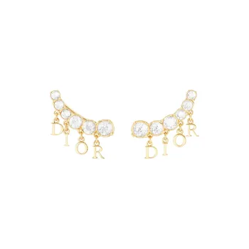 DIOR Crystal Metal Earrings Women's Gold