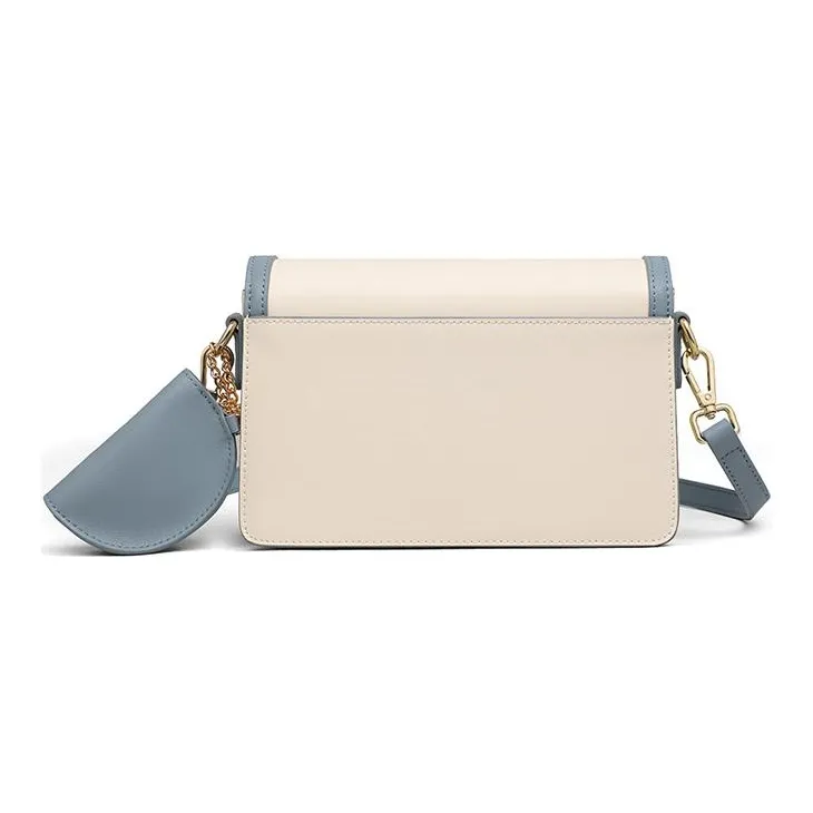 C°BANNER Cow Leather With Synthetic Leather Crossbody Bag Regular Women's Beige White Blue-5