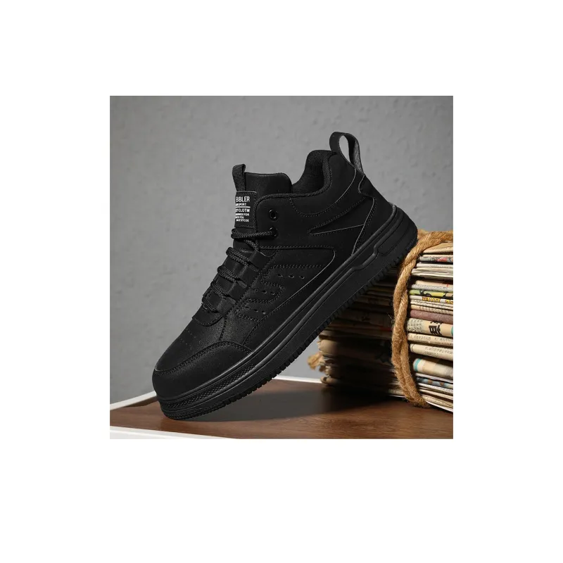 PLAY COBBLER Skateboard Shoes Unisex High Top Beige/Black-3