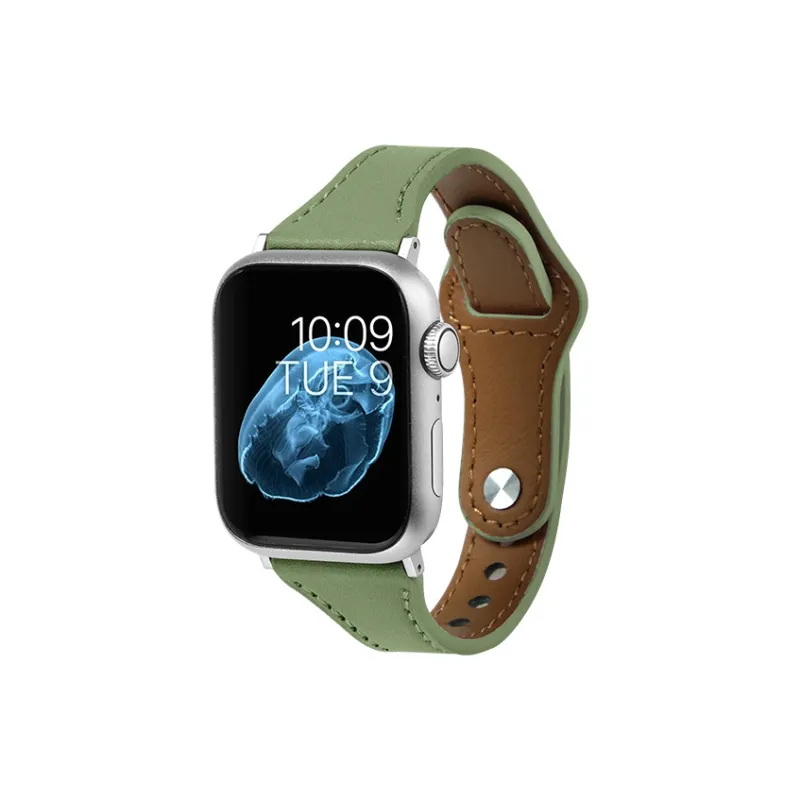 SHIRUI Small Round Pendant Accessories Genuine Leather Strap Watch Bands 38/40/45/ Unisex-50