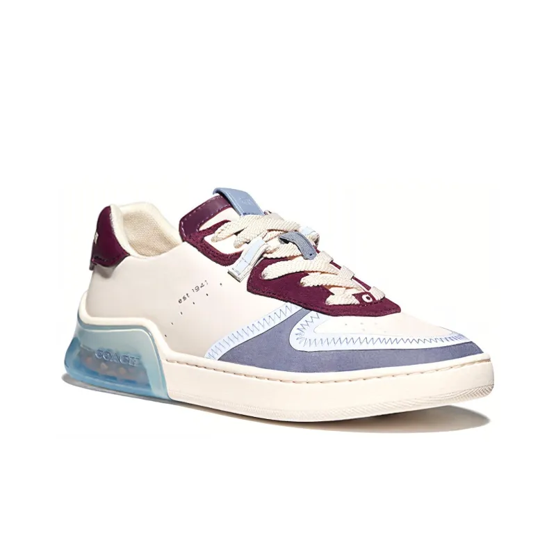 COACH Court CitySole Low Top Skateboard Shoes Women's White Blue Brown-1