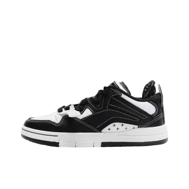 SMFK x LiNing Wave Pro Coverage Anti Slip And Wear Resistant Low Top Skateboard Shoes Women's Black White-0