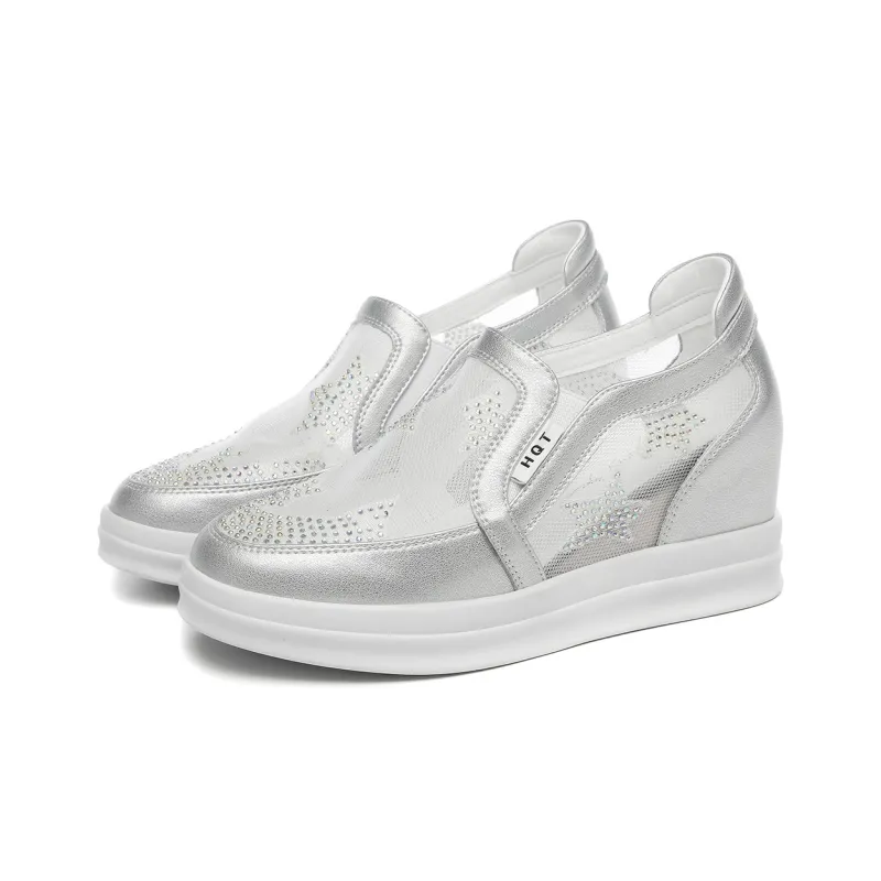 RED DRAGONFLY High Heels Women's Low Top Silver-1