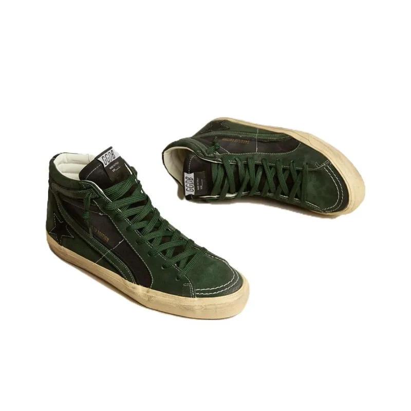Golden Goose Slide Mid-Top Skateboard Shoes Men's Green-2