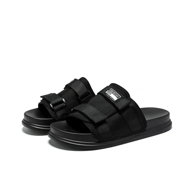 Chi Wolf Slide Slippers Unisex Black-2