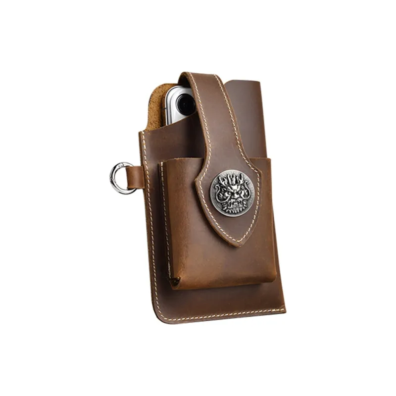 COTECi Cow Leather Cell Phone Pouch Small Size Men's Coffee-2