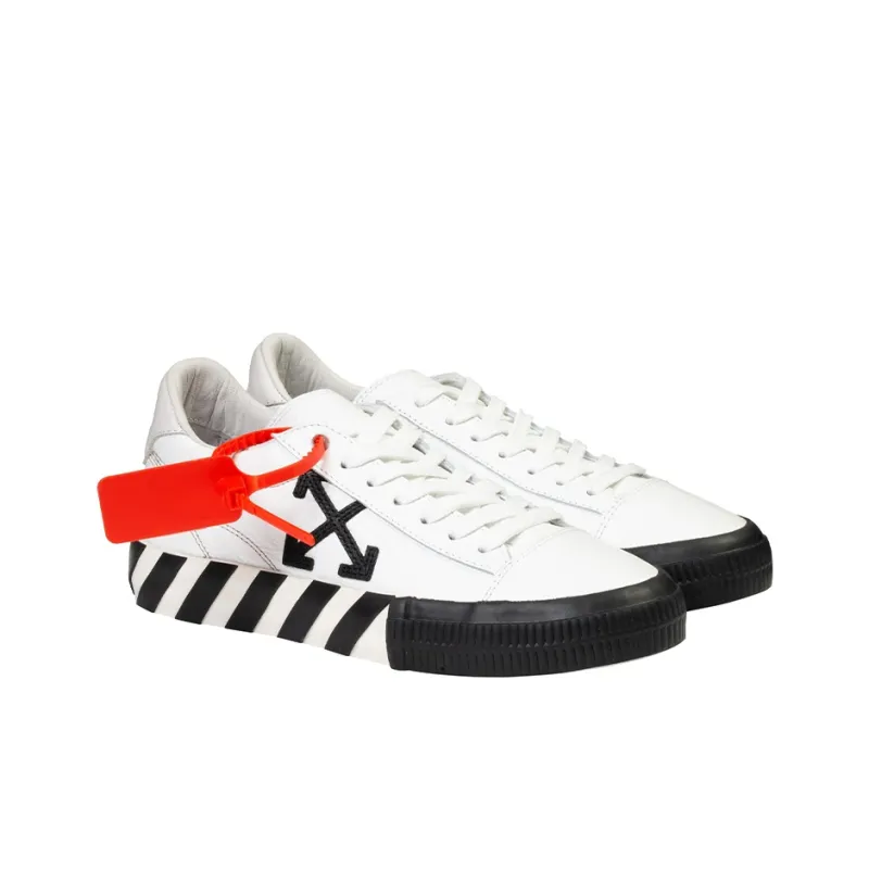 OFF WHITE Vulcanized Low Leather White Black Women's-2