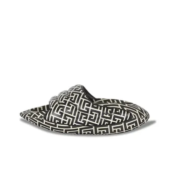BALMAIN Women's B-IT Quilted Leather Mules 'Bicolor Monogram - Black White'