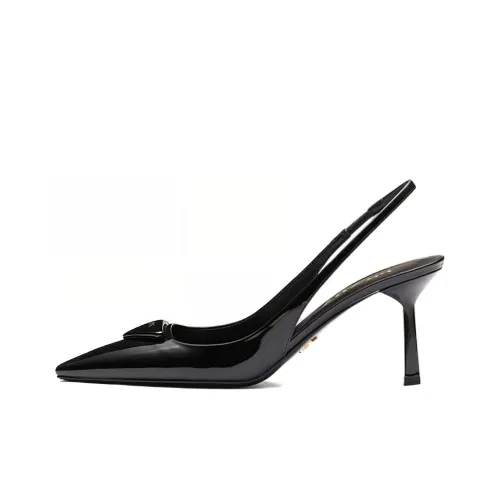 PRADA 55m Patent Leather Slingback Pumps