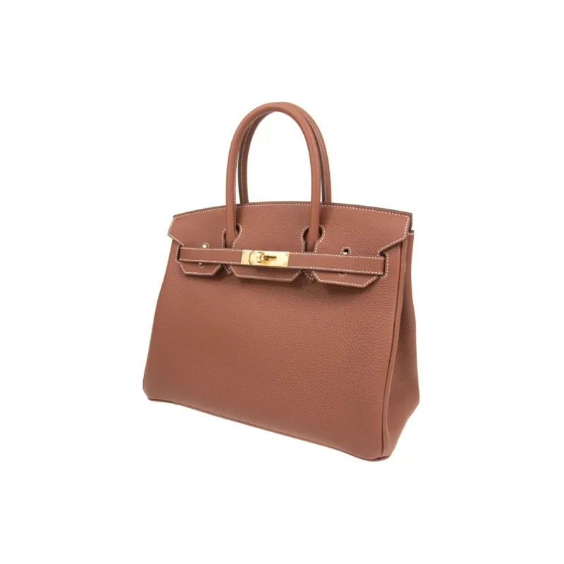 HERMES Birkin Togo Leather Birkin Bag Handbags Women's 4E Sienne Ochre Red-1