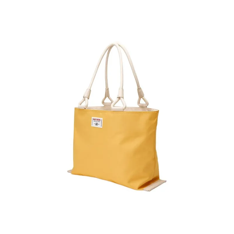 Skechers Fabric Tote Bag Shopping Bag Handbag Shoulder Bag Unisex Amber Gold With Fine White-1