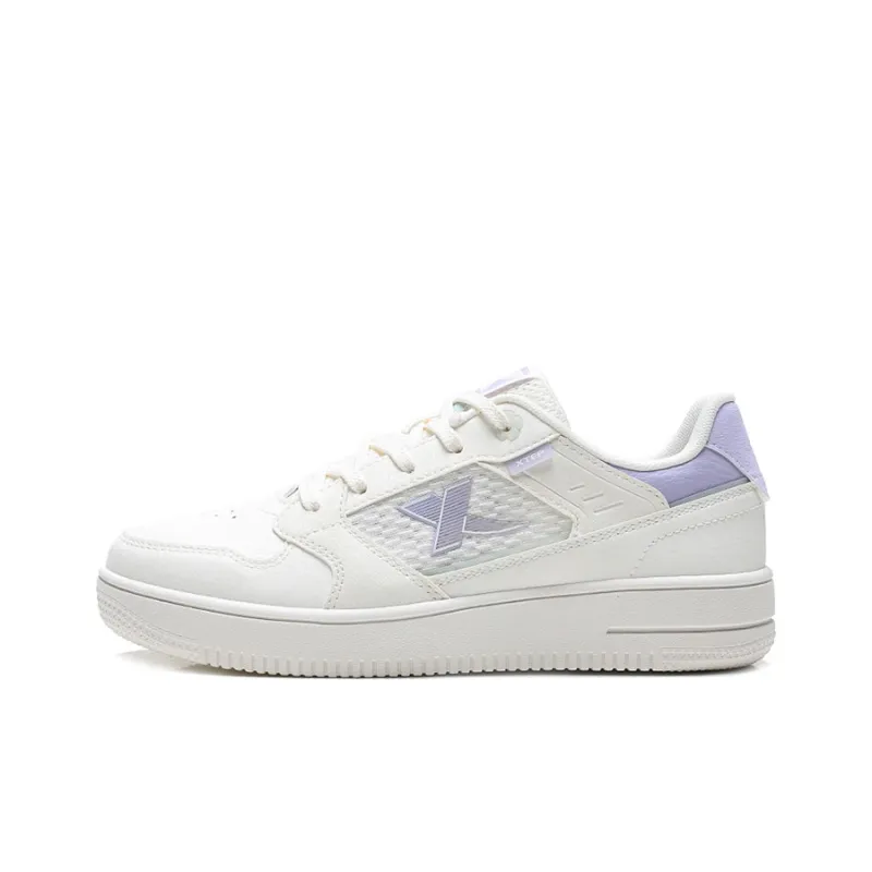 XTEP Skateboard Shoes Women's Low Top Sail White/Snow Cyan Purple-0
