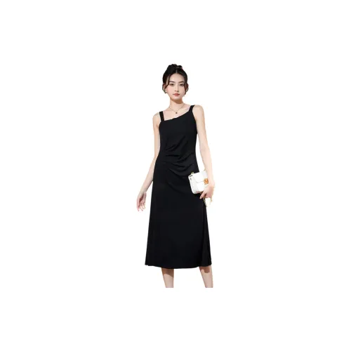 SMEN Slip Dresses Women's Black