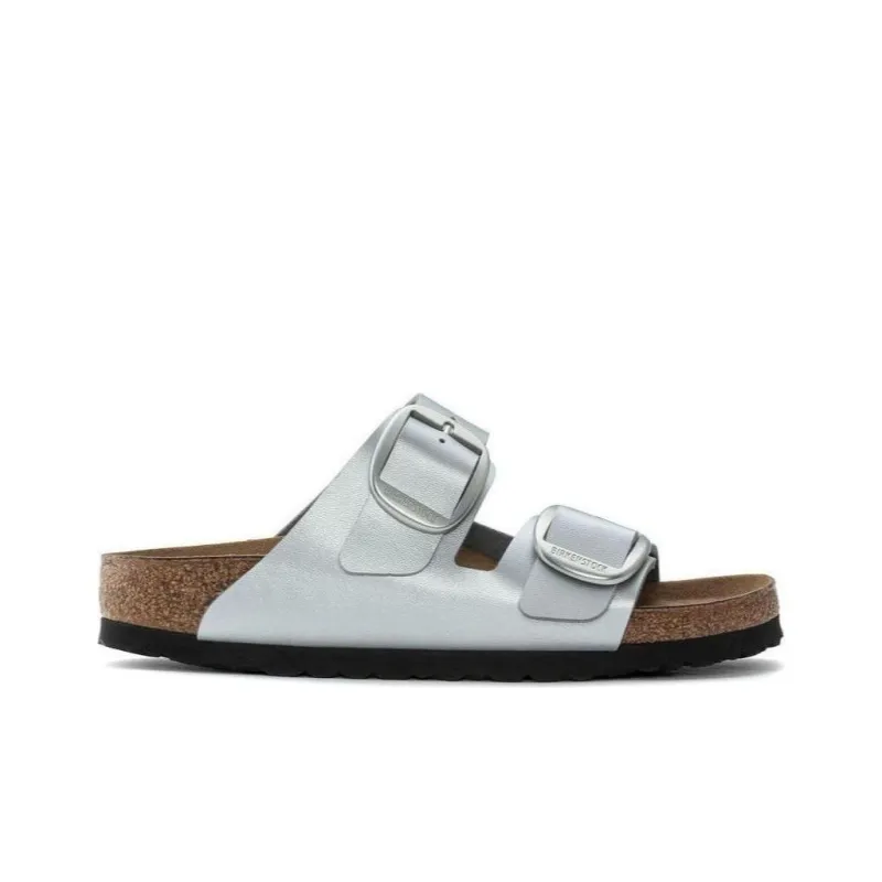 Birkenstock Arizona Big Buckle Slide Slippers Unisex Silver Narrow-1