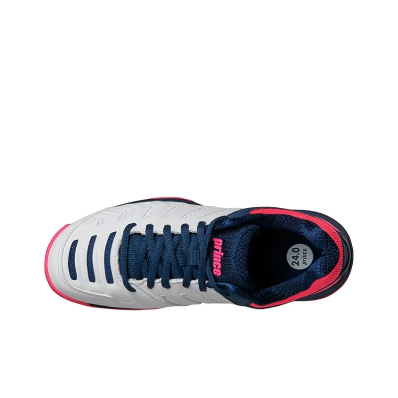PRINCE Cushioning, Wear Resistant Low Top Tennis Shoes Women's White Blue Pink-2