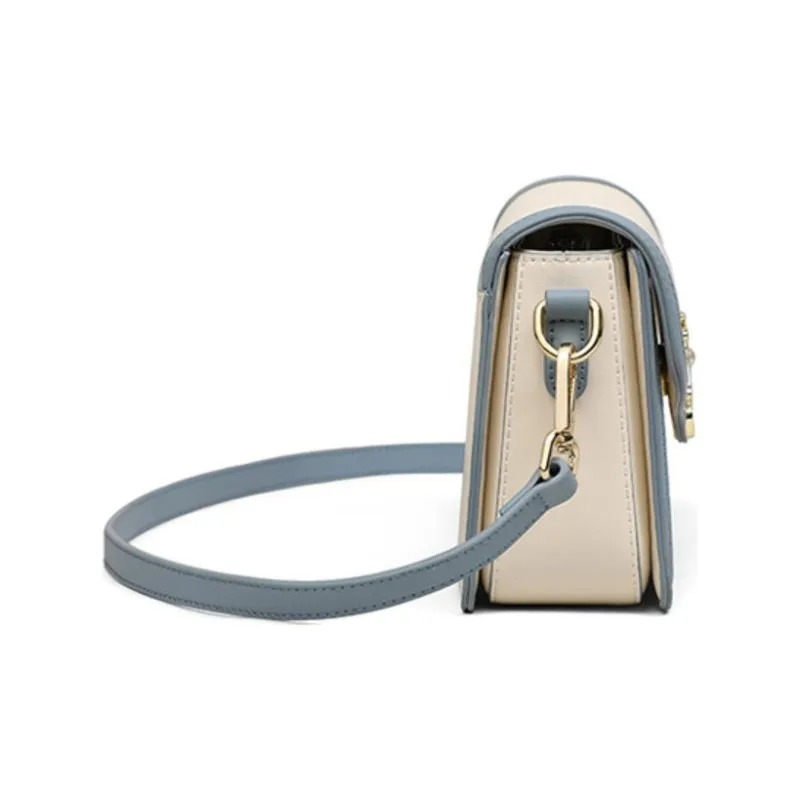C°BANNER Cow Leather With Synthetic Leather Crossbody Bag Regular Women's Beige White Blue-4