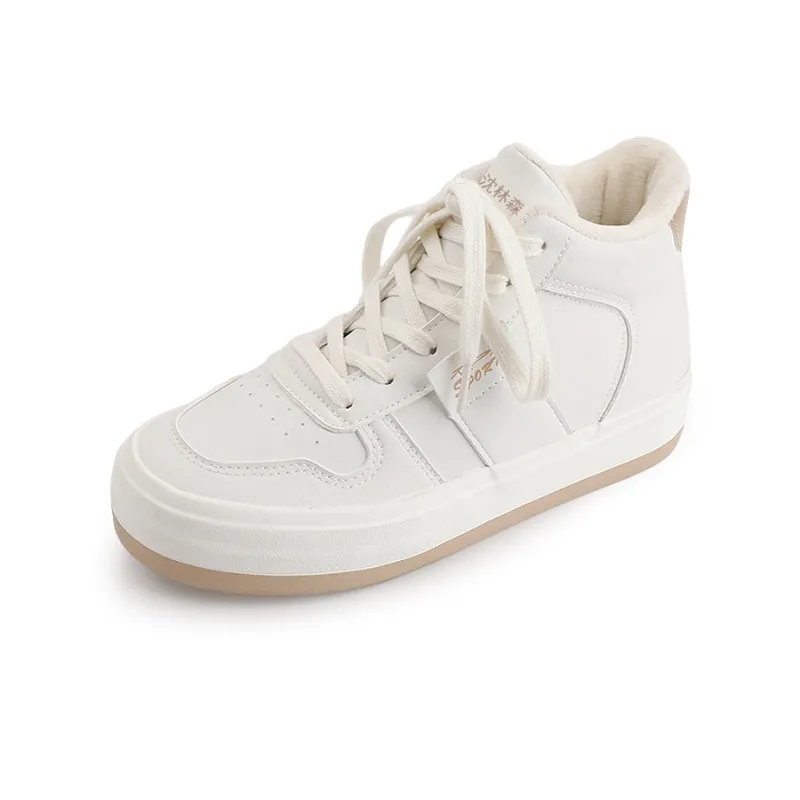 Shen Linsen Thermal Abrasion Resistant Waterproof Slip Resistant Mid Top Skateboard Shoes Women's Beige Brown-2