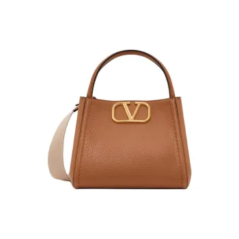 Valentino ALLTIME Grained Calfskin Shoulder Bag Crossbody Bag Handbag Medium Size Women's Almond