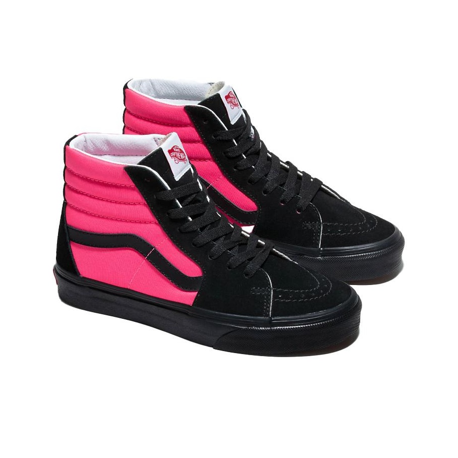 Neon pink and black vans hotsell