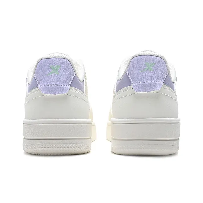 XTEP Skateboard Shoes Women's Low Top Sail White/Snow Cyan Purple-4