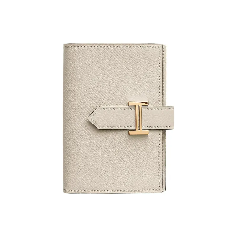 HERMES Bearn Epsom Calfskin Wallet Mini Unisex 10 Craie Milkshake White-1