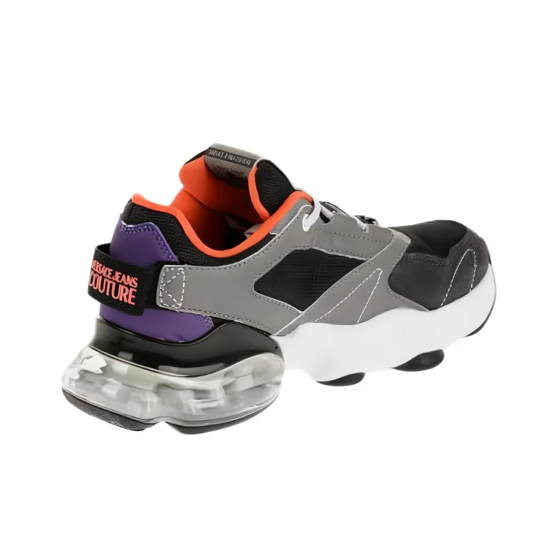VERSACE JEANS Low Top Casual Shoes Men's Gray Black Purple-2
