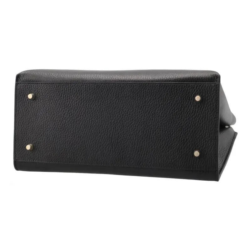 Furla 1927 Collection Grain Cow Leather Tote Bag, Shopping Bag, Handbag, Shoulder Bag Women's Black-2