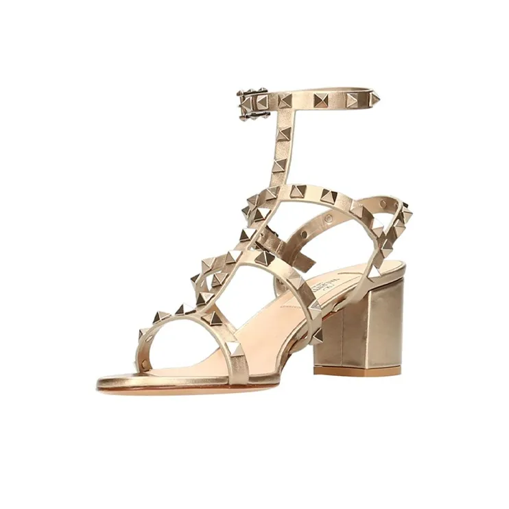 Valentino Rockstud One Strap Sandals Women's Rose Gold-2