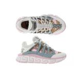 VERSACE Trigreca Chain Print White Pink Green Women's
