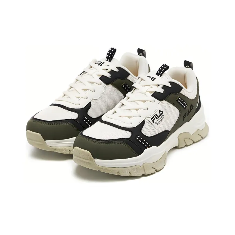 FILA Sash Durable Breathable Low-Top Running Shoes Men's White Green-2