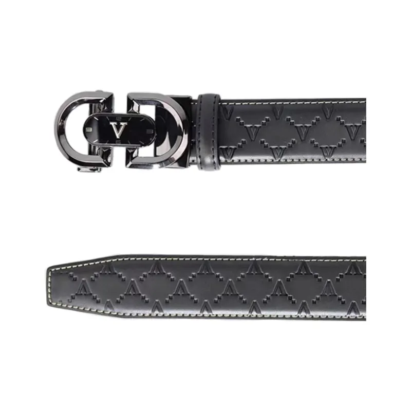 AUGTARLION Vintage Unique Design V Neck Cow Leather Leather Belts Men's Width 3.5CM-4