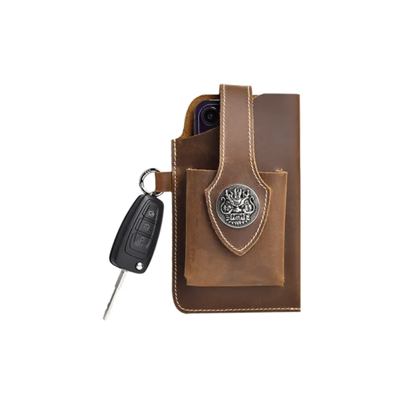 COTECi Cow Leather Cell Phone Pouch Small Size Men's Coffee-1