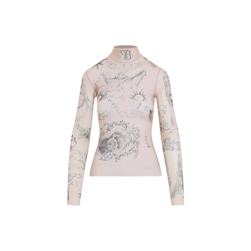 Balenciaga Tatoo Long Sleeve Top 'Light Beige'-1