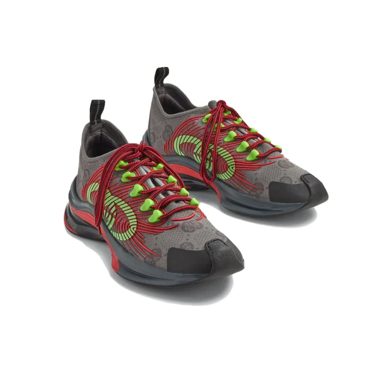 GUCCI RUN Low Top Casual Shoes Men's Gray Cyan-2
