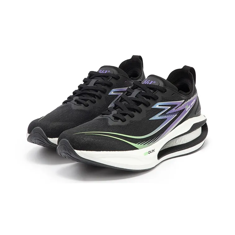 361° Cushioning Anti-Slip Wear-Resistant Breathability Low-Top Running Shoes Men's Black Purple-2