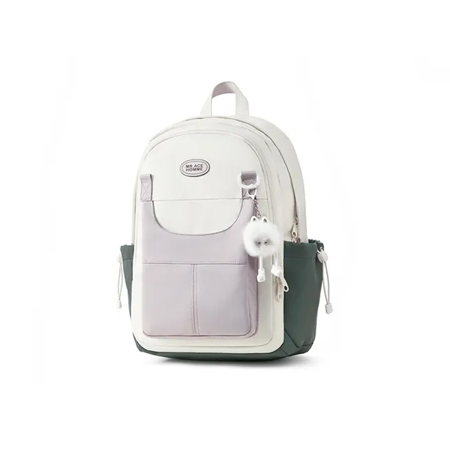 MR.ACE HOMME Polyester Backpack Regular Unisex Deep Sea Green/Chocolate Gray/Misty Purple Gray/Sweet Cool Black-14