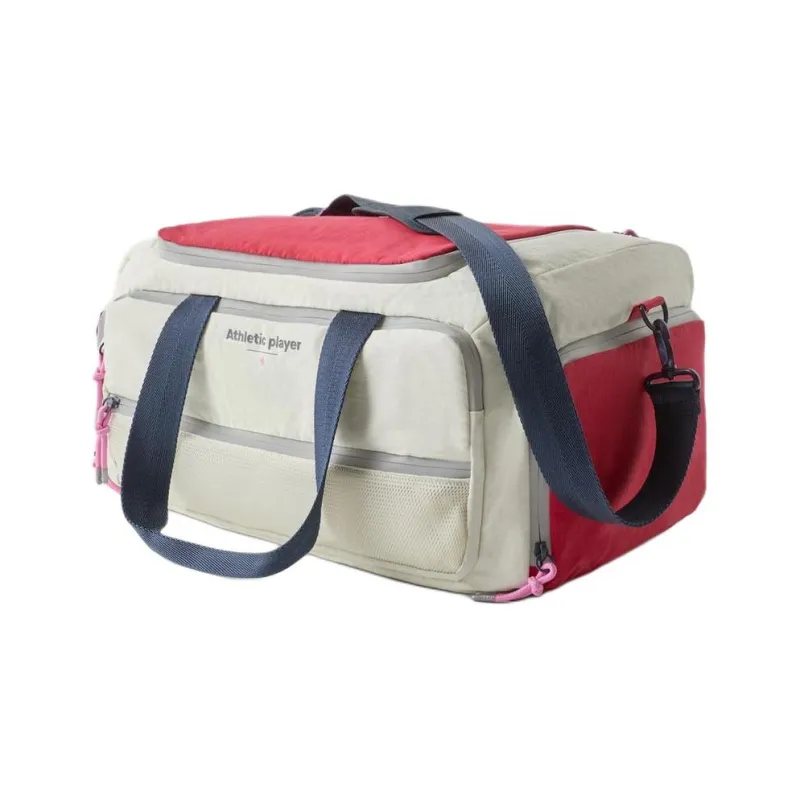 ZARA Cotton Polyester Nylon Shoulder Bag Crossbody Bag Handbag Women's White & Red-2