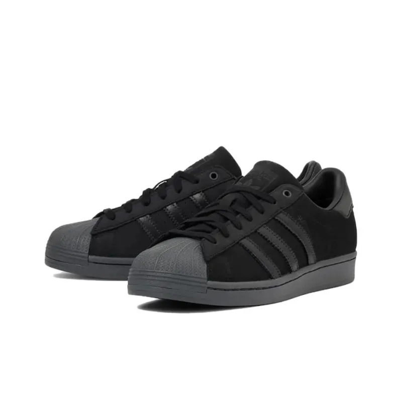 Adidas Originals SUPERSTAR Slip Resistant Shock Absorbers Lightweight Low Top Skateboard Shoes Men's Black Gray-2