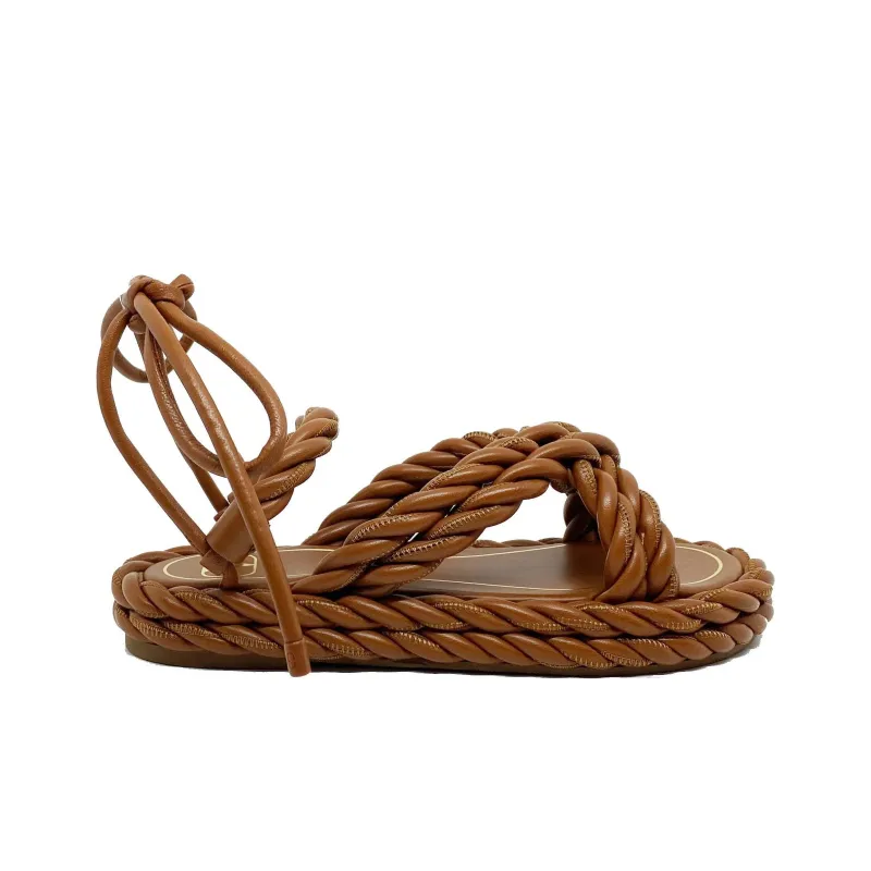 Valentino The Rope Strap Sandals Women's Brown-1