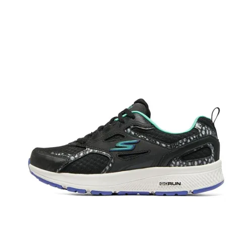 Skechers Go Run Consistent Cushioning Wear Resistant Low Top Running Shoes Women's Black Green