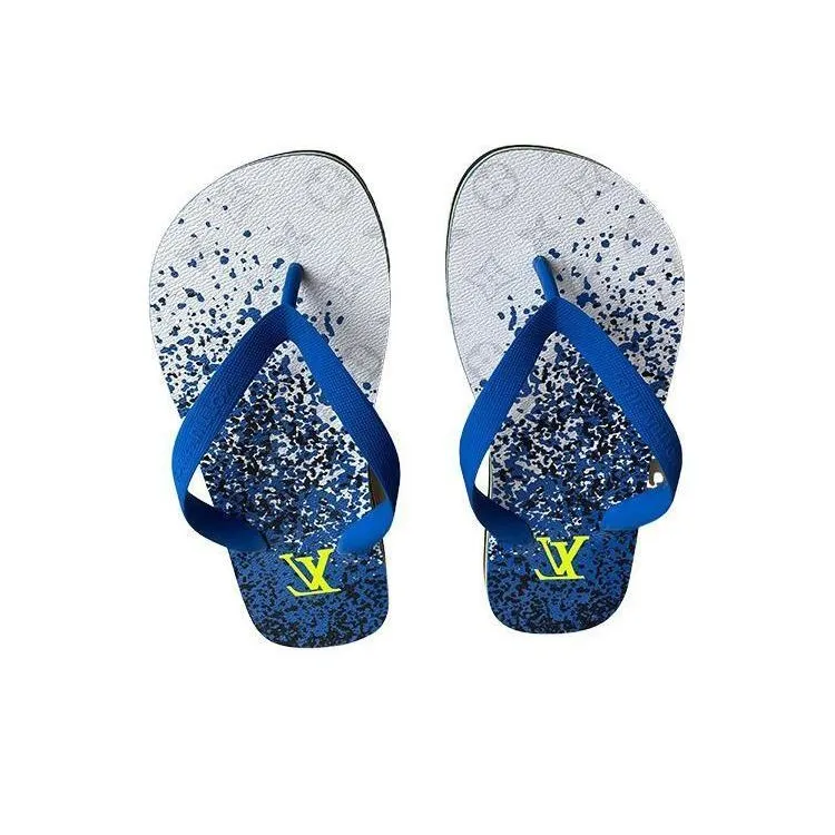 LOUIS VUITTON Flip Flops Men's Blue White-3