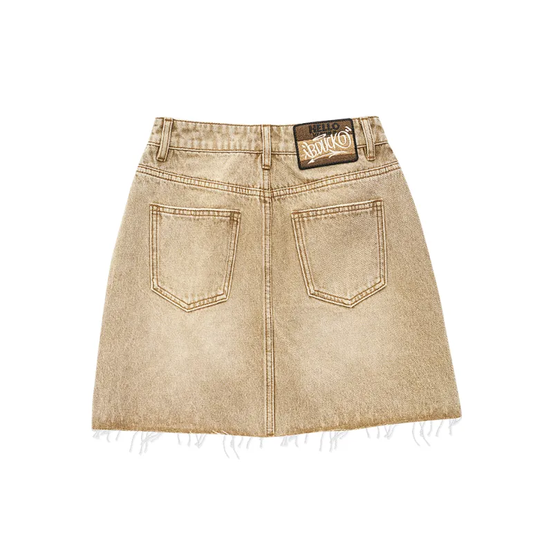 B.Duck Denim Short Skirts Women's Khaki-1